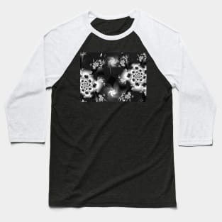Gray Flowers Baseball T-Shirt